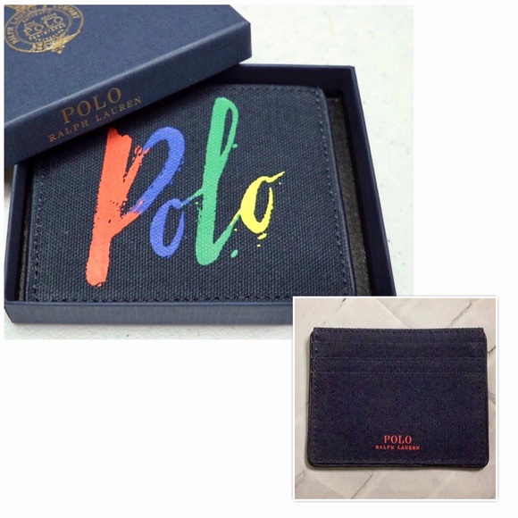 Polo by Ralph Lauren Blue Key Card Holder with Rainbow Logo